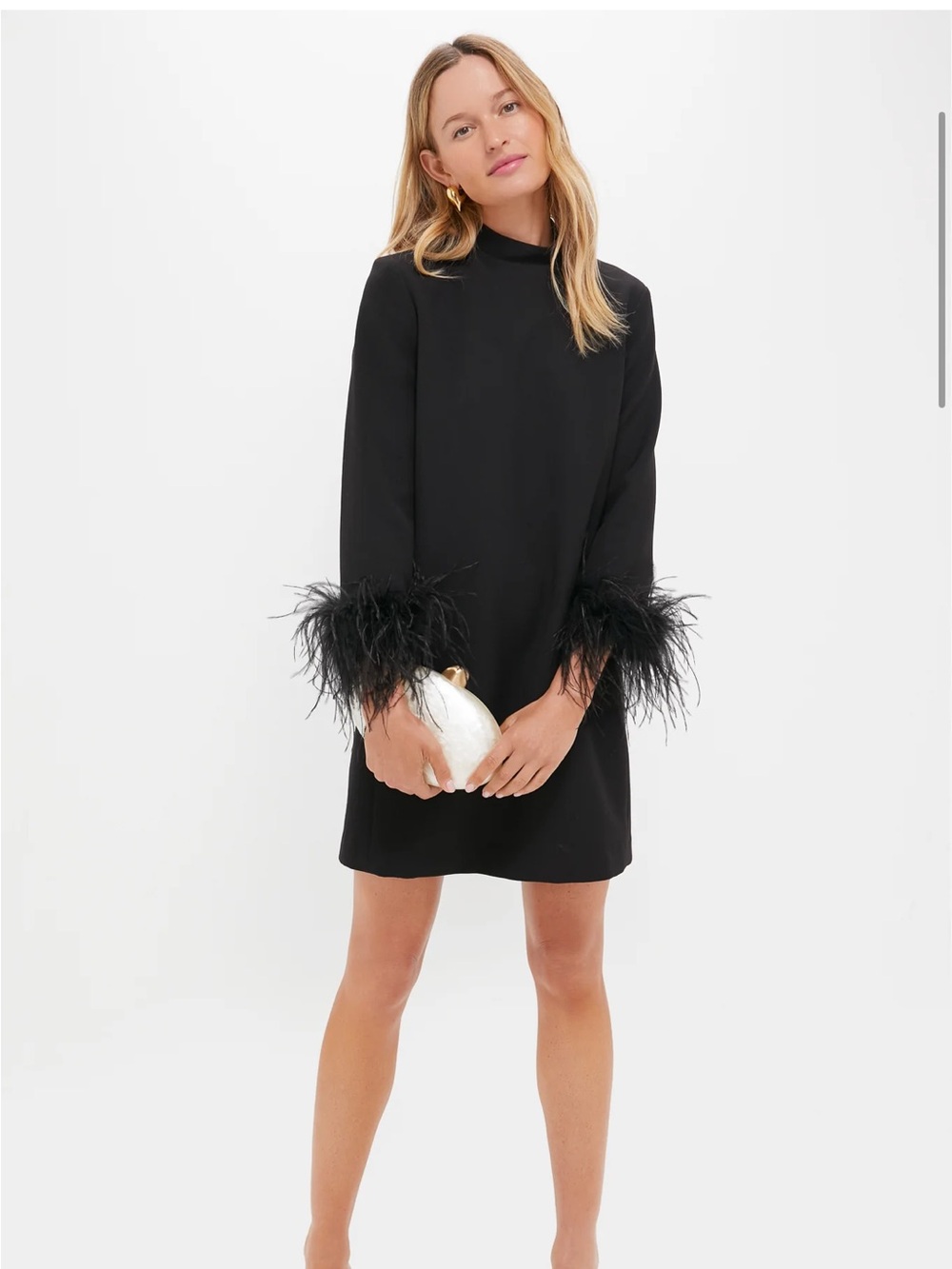 Tuckernuck Black Feather-Cuff Mock Neck Mini Dress - Picture 4 of 8